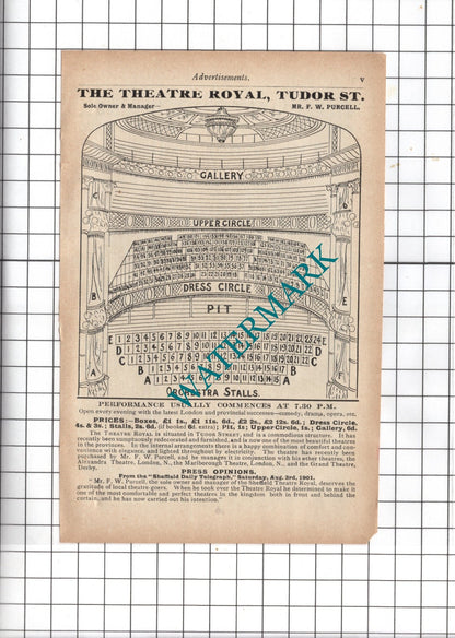 Theatre Royal Sheffield F W Purcell / Stewart & Stewart Tailors - 1902 Advert