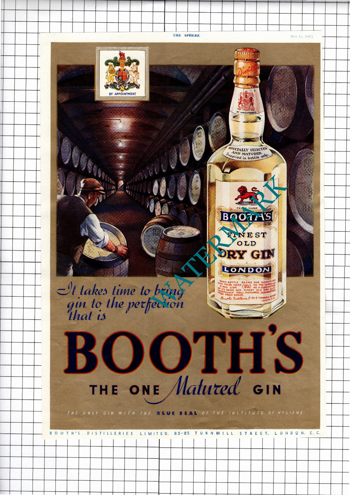Booth's Gin ADVERT  - 1937 Clipping