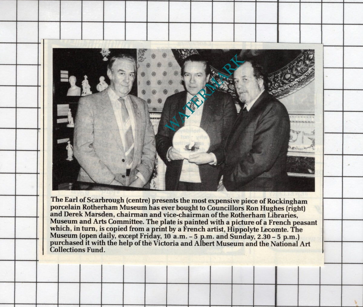 Rotherham Museum Ron Hughes Derek Marsden Earl of Scarborough - 1985 Clipping