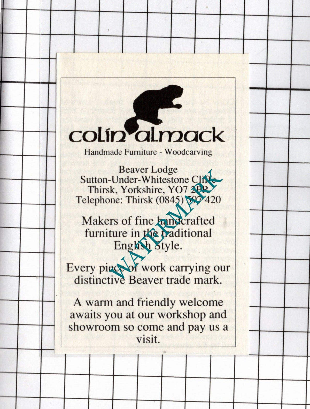 Colin Almack Beaver Lodge Sutton-Under-Whitestone Thirsk - 1990 Small Advert