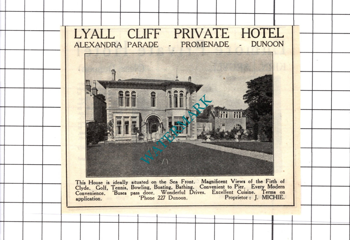 Lyall Cliff Hotel Dunoon Michie / Enmore Kirn Argyll Small Advert -1939 Cutting