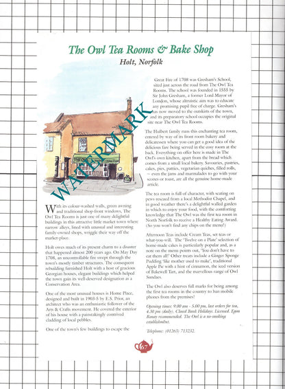 Shrublands Wighton Norfolk Polson / Owl Tea Rooms Holt Norfolk - c.2001 Advert