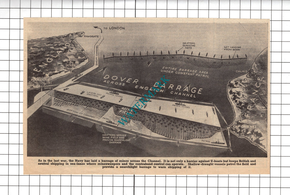 The Dover Barrage WW2   - 1940 SMALL News Clipping