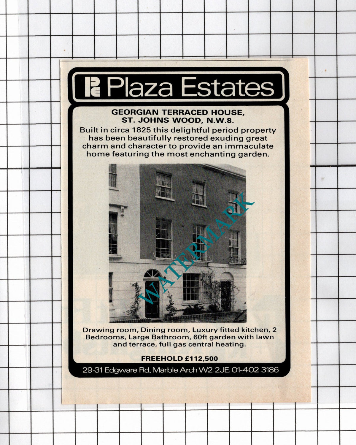 St Johns Wood London NW8  House Sale Advert - 1980 Clipping