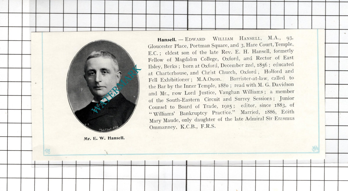 Edward William Hansell Oxford / George Henderson Aberdeen   - c.1905 Clipping