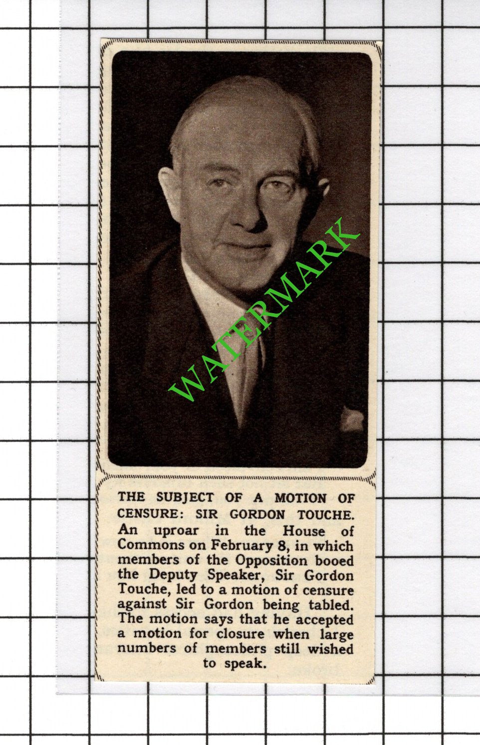 Sir Gordon Touche  - 1961 SMALL Cutting