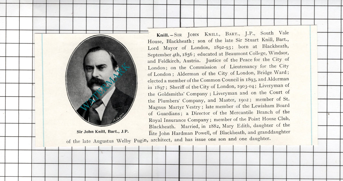 Sir John Knill South Vale House Blackheath London  -  c.1905 Cutting