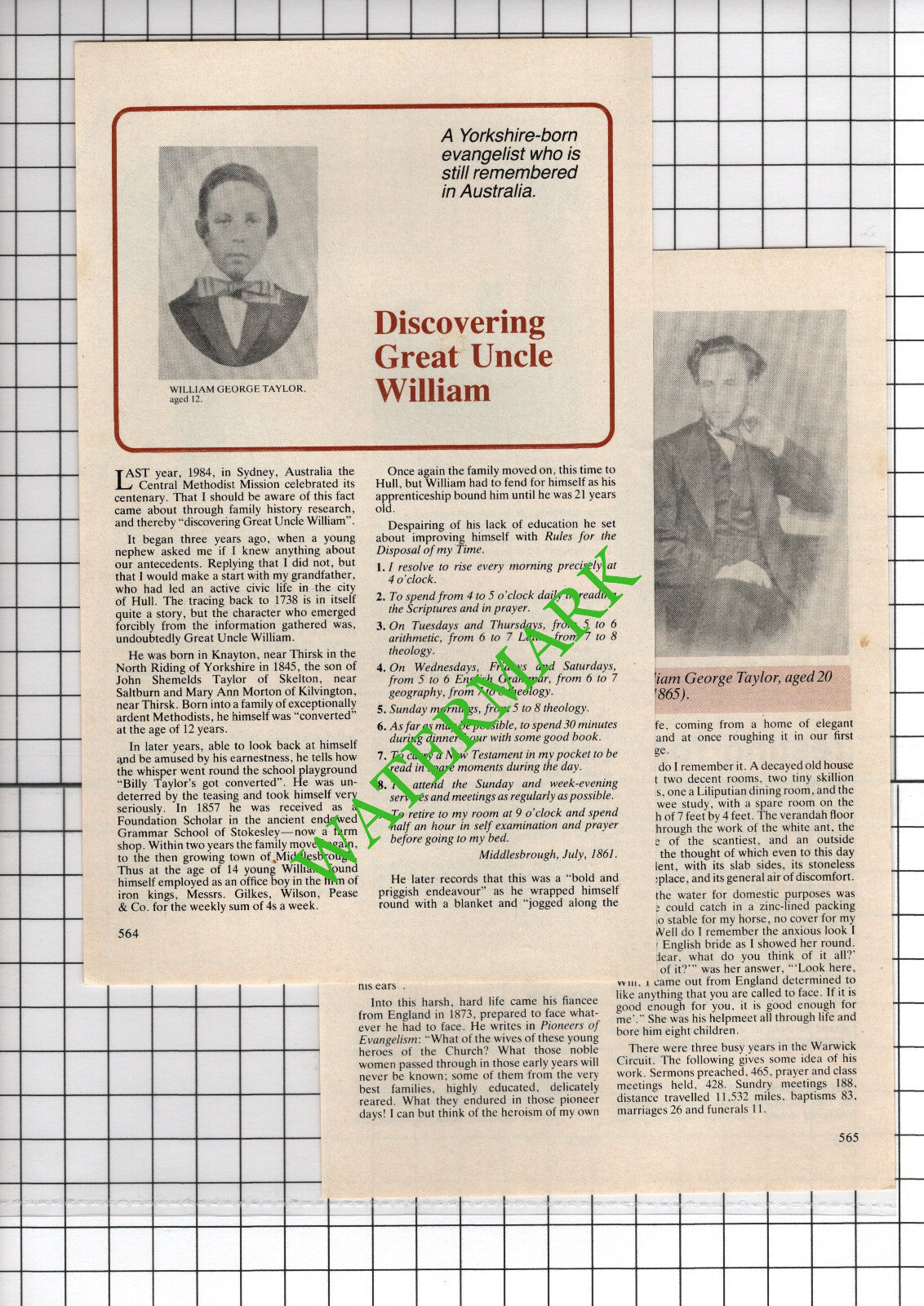 William George Taylor Knayton Thirsk Yorkshire Shemelds Skelton - 1985 Article