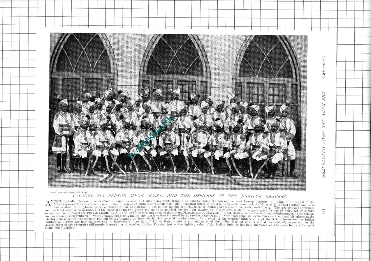 Sir Pertab Singh Jodhpur Lancers - 1897 Book Print