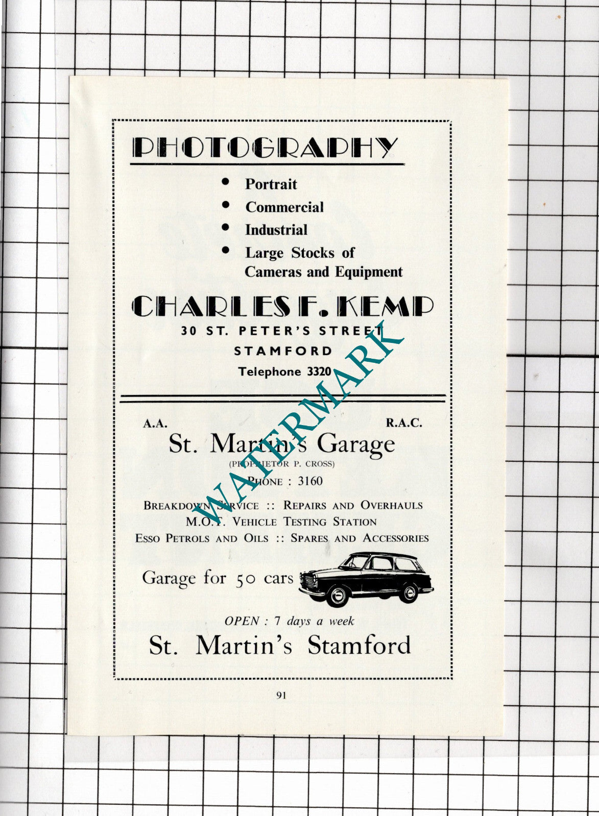 St Martin's Garage Stamford Lincolnshire Charles F Kemp Photography  1966 Advert