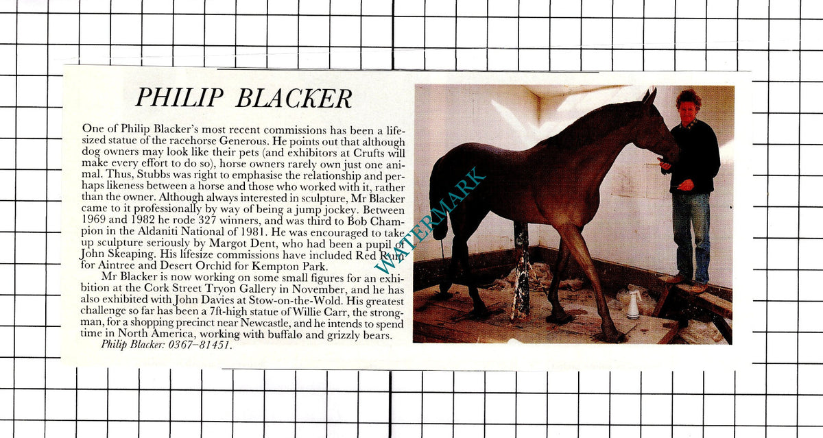 Philip Blacker Sculptor - c.1994 Clipping / Print