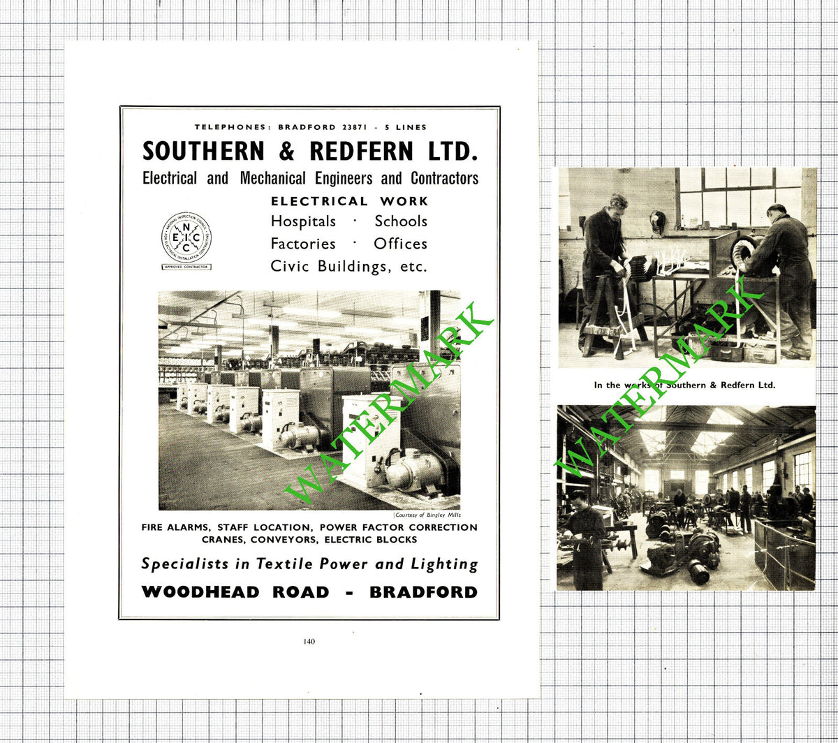 Southern & Redfern Ltd Bradford Yorkshire Advert  - 1957 2-Part Cutting