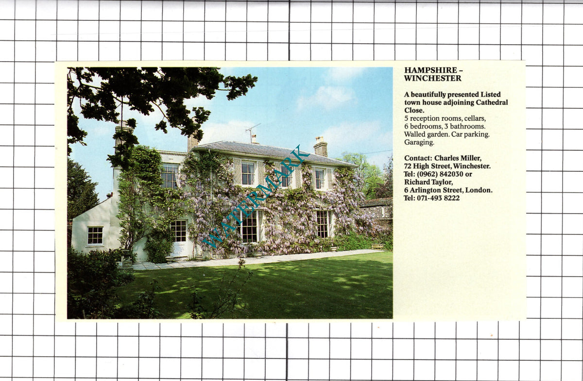 Winchester Hampshire  House Sale Advert - 1991 Clipping