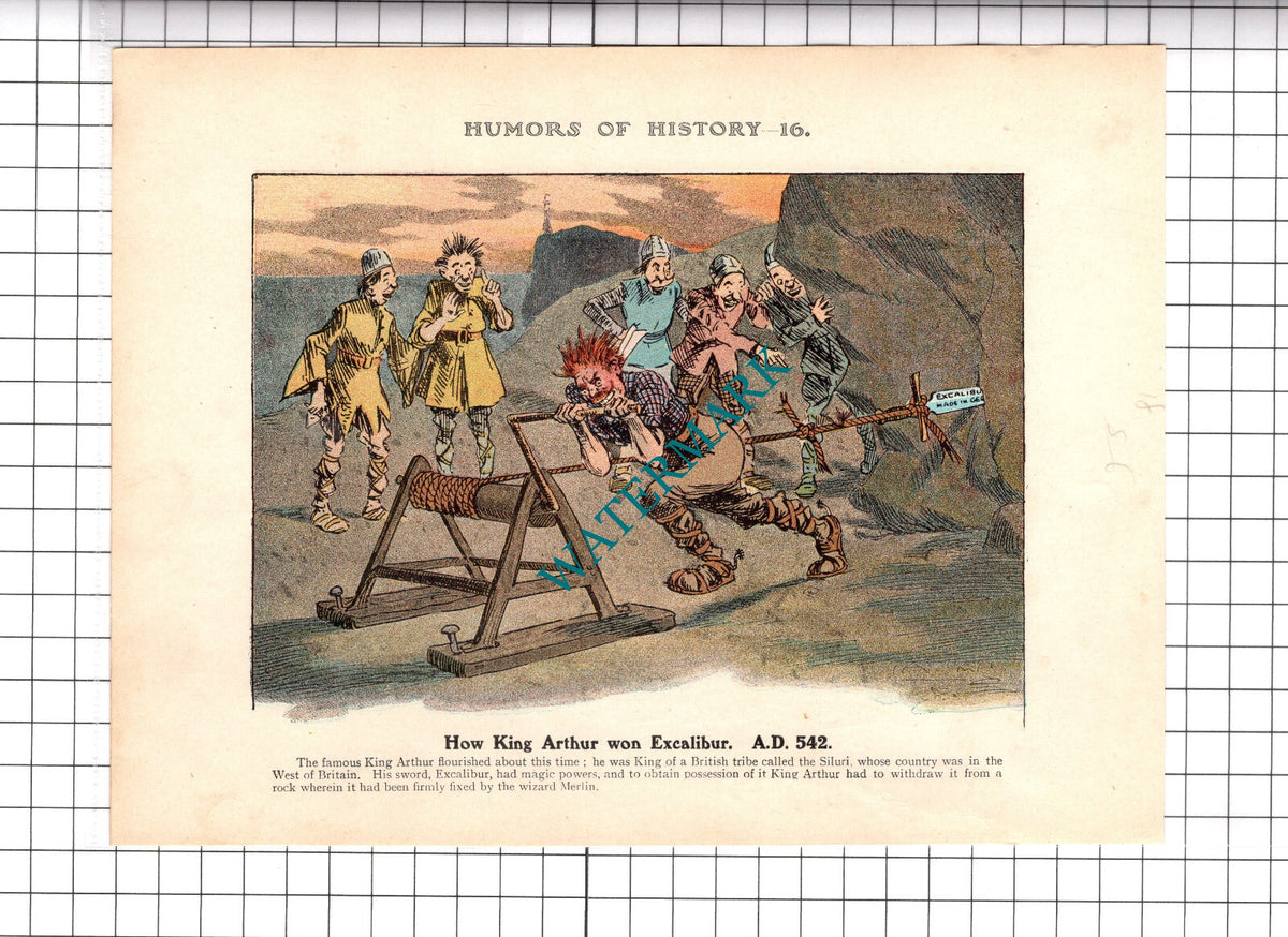 King Arthur Excalibur  - c.1921 Clipping / Print