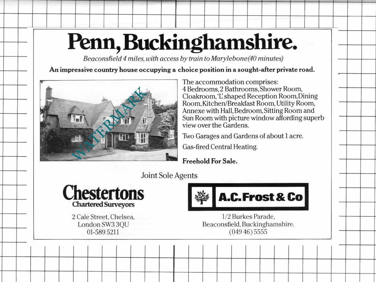 Penn Buckinghamshire House Sale Advert - 1980 Clipping / Print