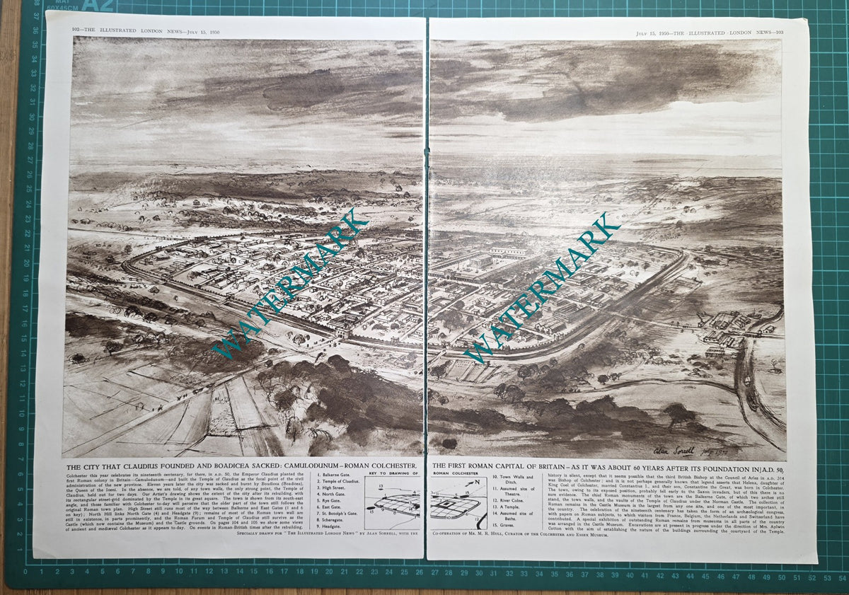Roman Colchester Essex Alan Sorrell  - 1950 Article