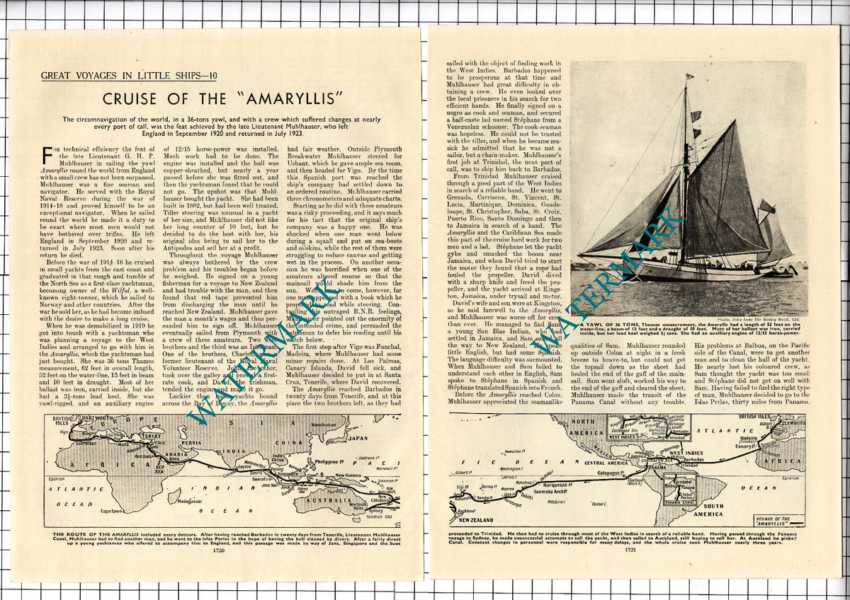 Yawl Boat AMARYLLIS Lieutenant Muhlhauser  - c.1940's Article