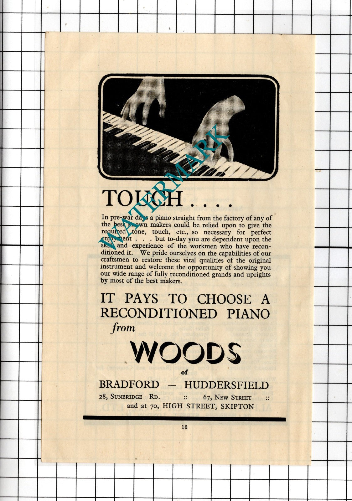 Woods Of Bradford Huddersfield Piano ADVERT - 1949 Advert