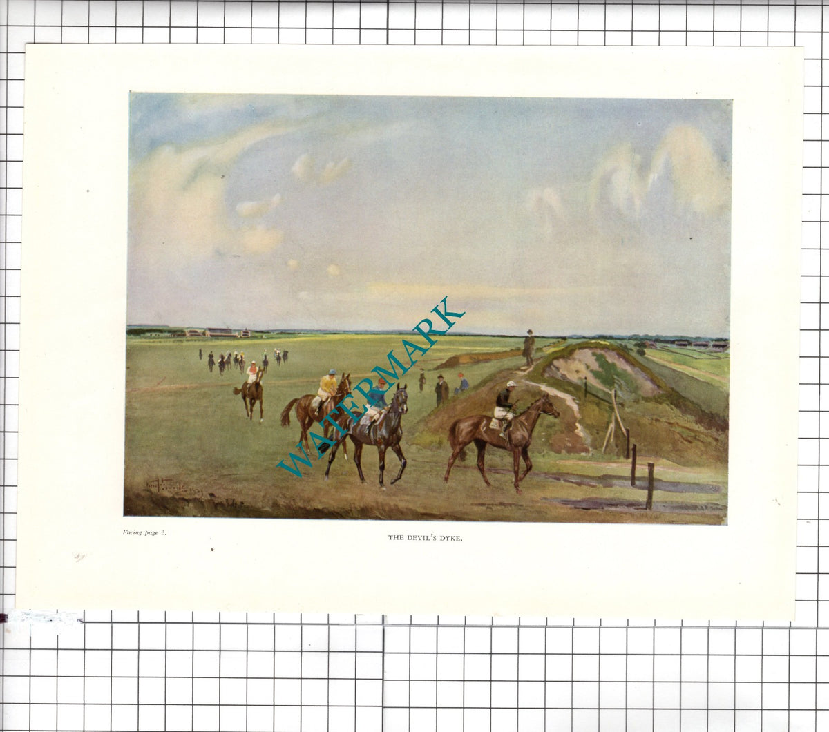 The Devil's Dyke Newmarket Racehorses Horse Racing - 1945 Print