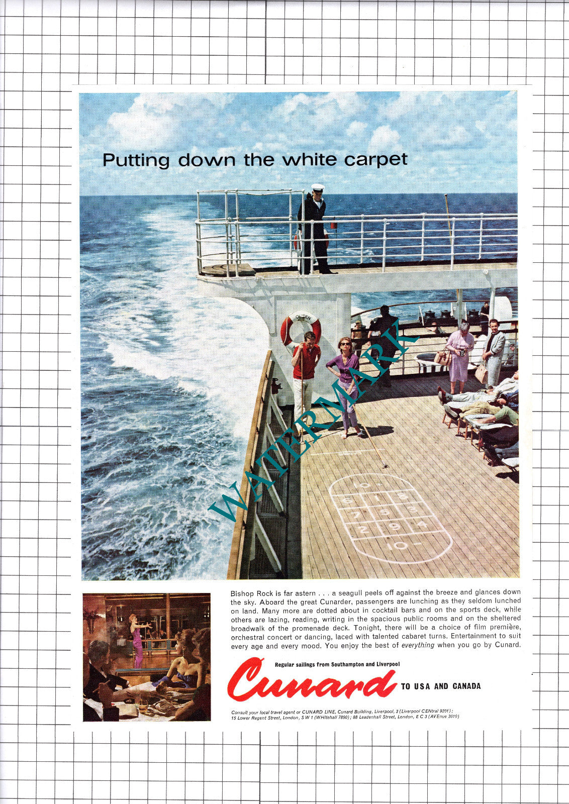 Cunard Cruise Advert - 1961 Clipping / Print