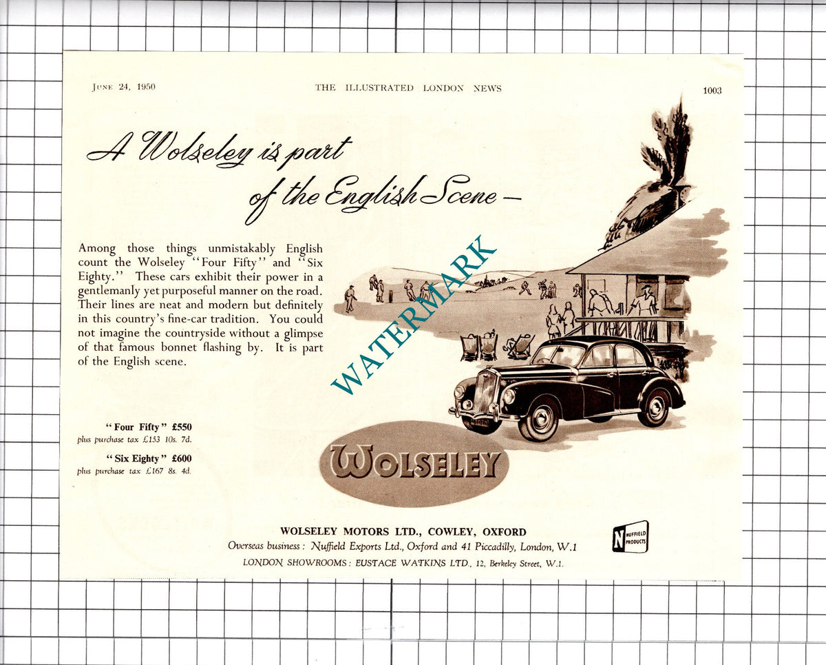 Wolseley Motors Cowley Oxford Car Advert  - 1950 Cutting / Print