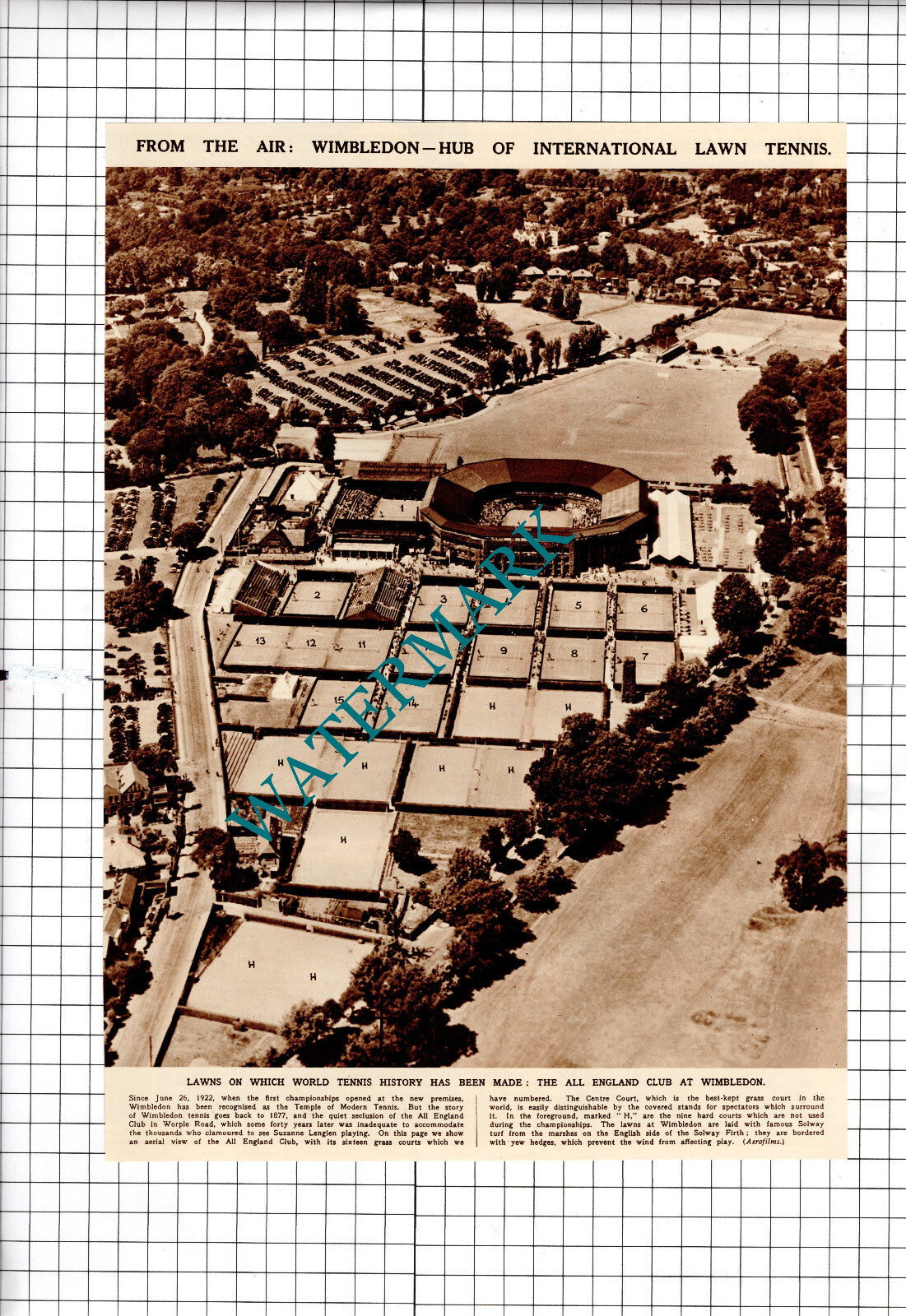 All England Wimbledon Tennis Club Worple Road Aerial View- c.1950  News Clipping