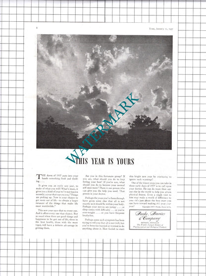 Liberty Mutual Insurance Company / Parke Davis Detroit Advert - 1937 Clipping