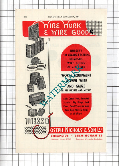 Joseph Nichols & Son Ltd Birmingham / Harold Moore & Son Sheffield - 1954 Advert
