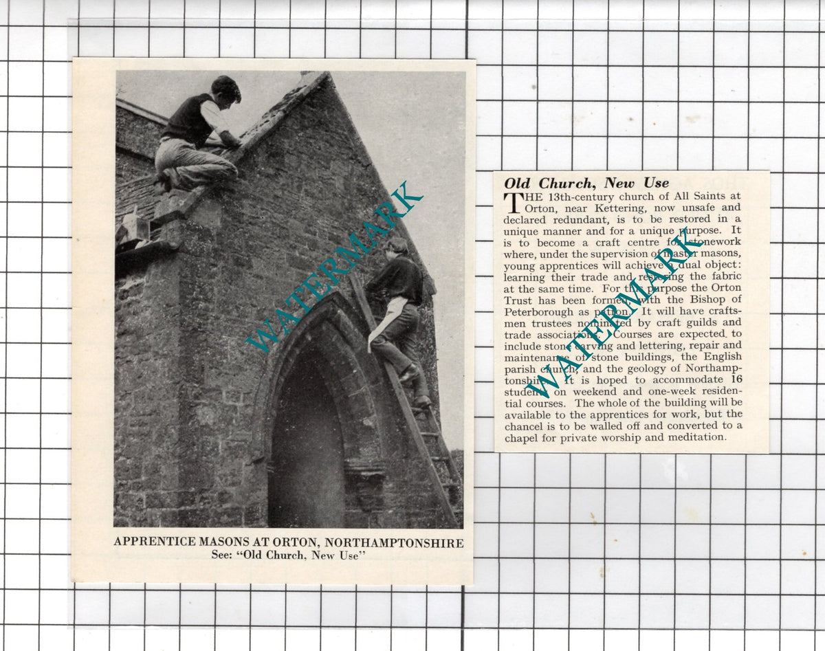 All Saints Church Orton Northamptonshire  - 1967 Two-Part Clipping