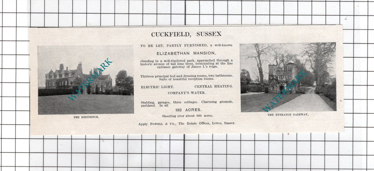 Cuckfield Sussex - 1927 House Sale Advert
