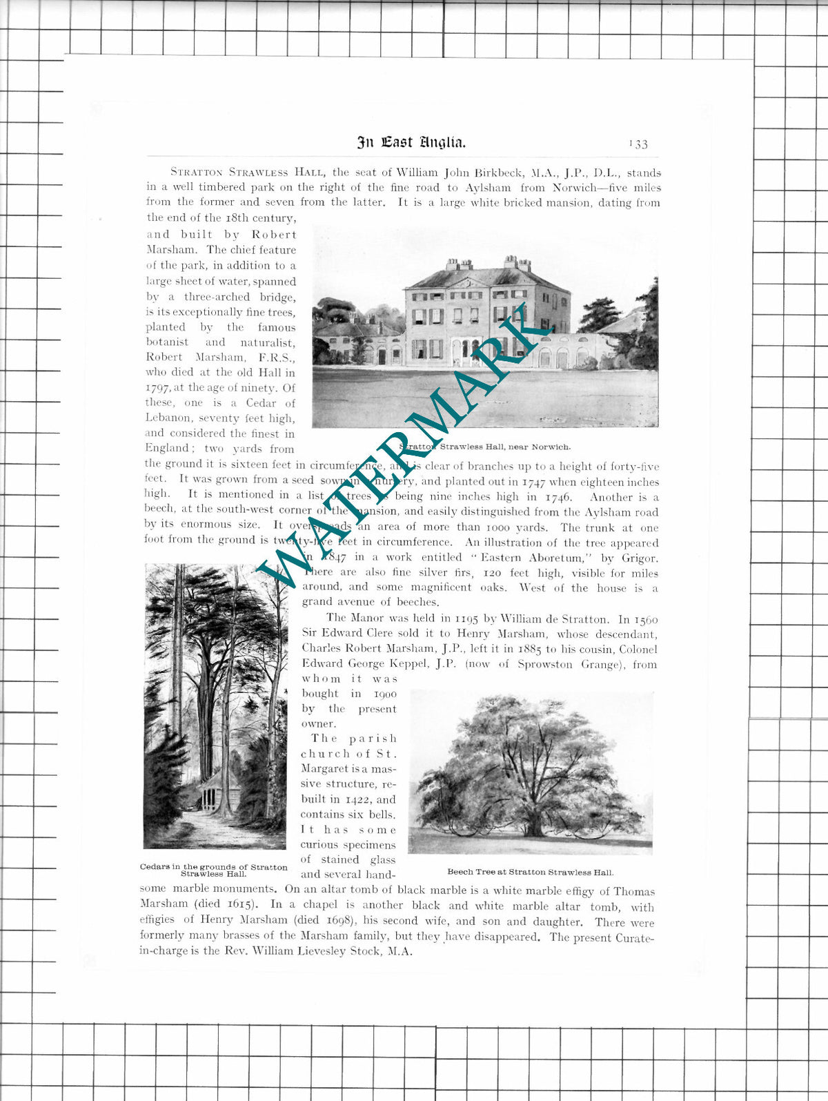 Stratton Strawless Hall Norfolk William John Birkbeck - 1911 Clipping