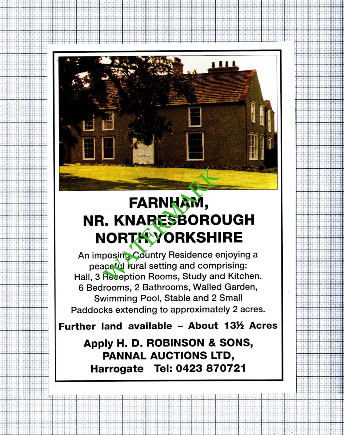 Farnham Knaresborough House Sale Advert - 1991 Cutting