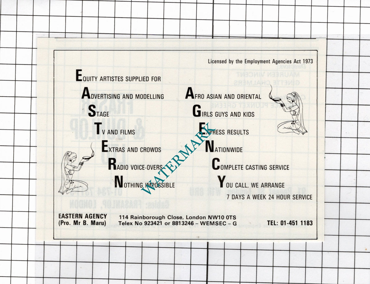 Eastern Agency Mr B Maru    - 1986 Small Advert