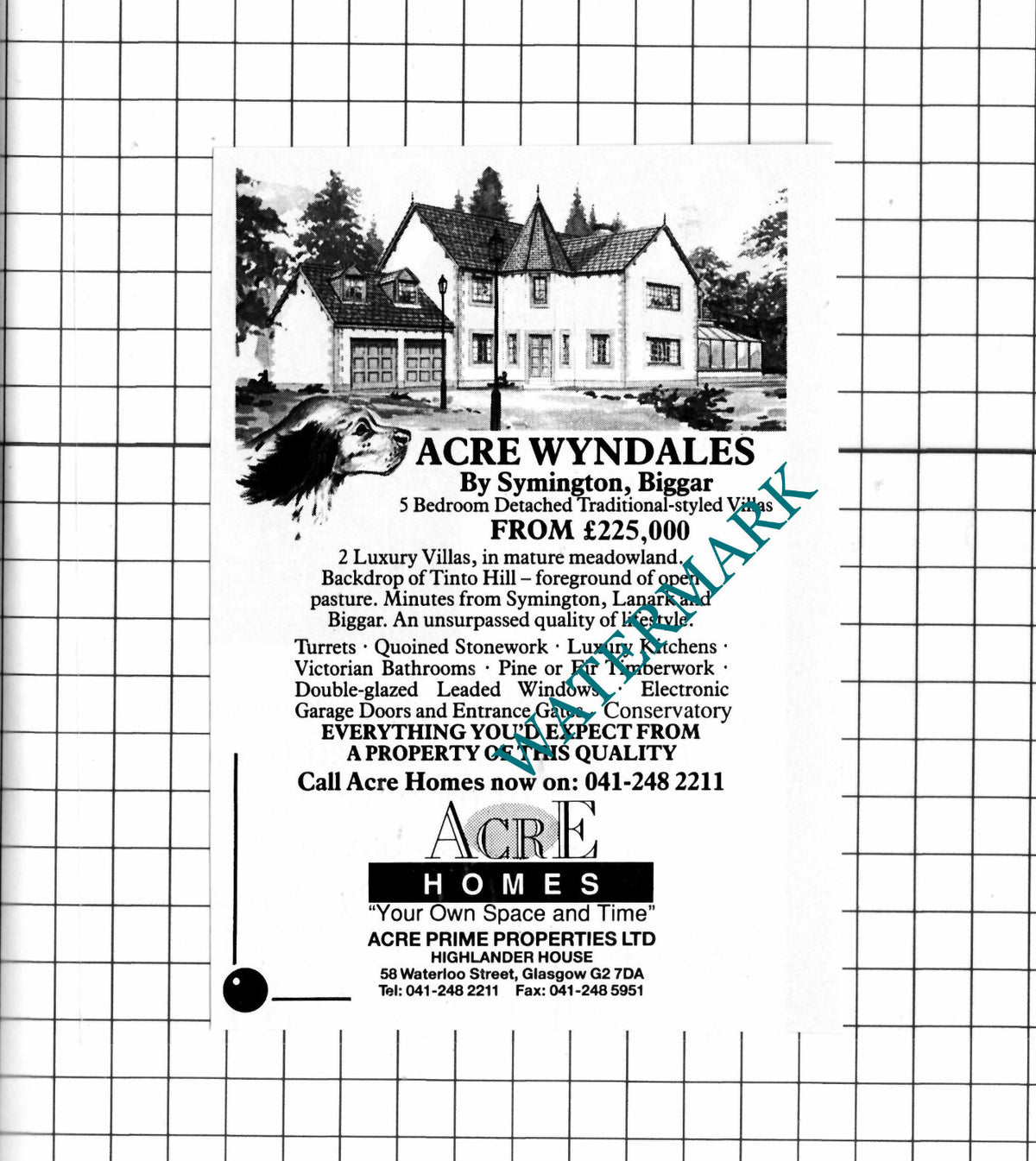 Acre Wyndales By Symington Biggar Scotland House Sale Advert - c.1991