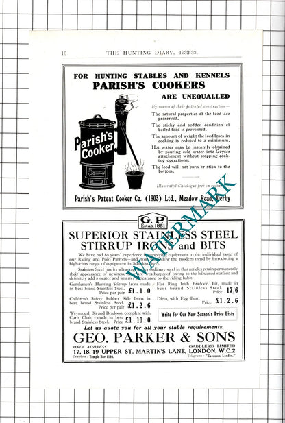 Whippy Steggall & Co Ltd London / Parish's Patent Cooker Co Ltd - 1932 Advert
