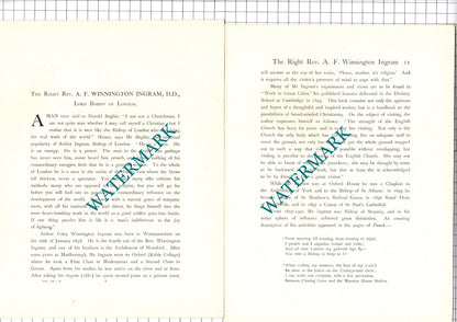 The Rt Rev Arthur F Winnington Ingram Bishop Of London - c.1920 Print / Article