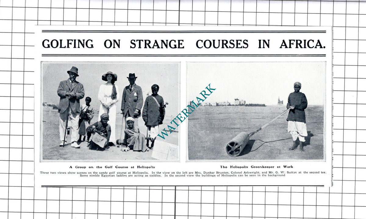 Mrs Dunbar Brunton Heliopolis Golf Colonel Arkwright  -1914 Cutting / Print