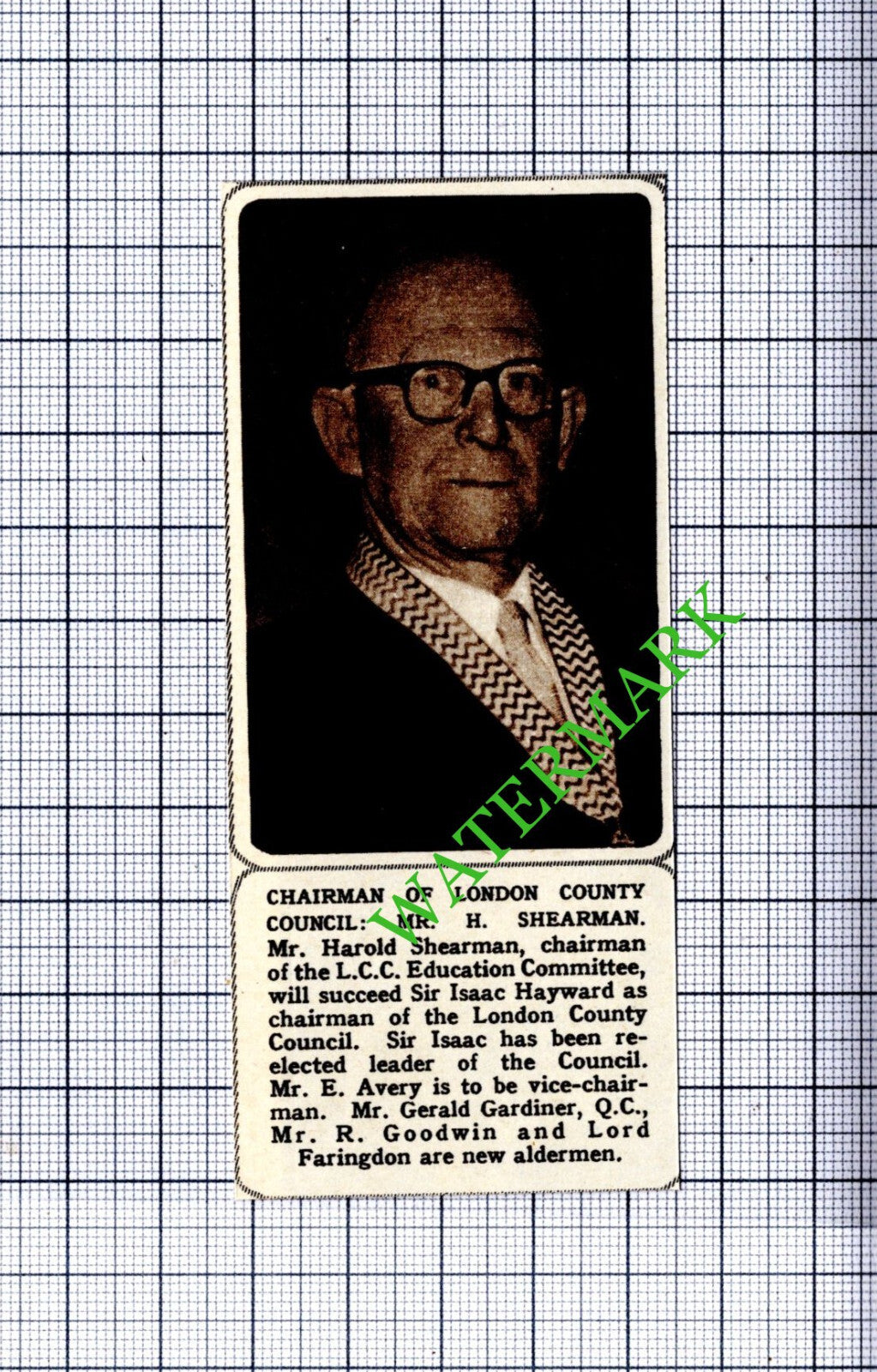 Mr Harold Shearman  - 1961  Small Cutting