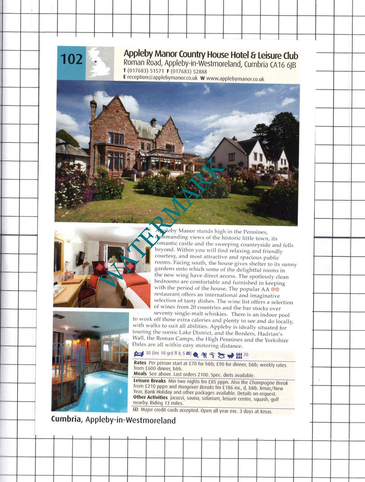 Rothay Manor Hotel Rothay Bridge / Appleby Manor Cumbria  - 2011 Advert