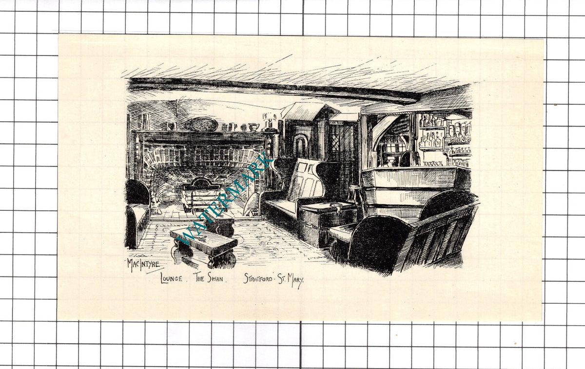 The Swan Inn Stratford St Mary Suffolk  Lounge - 1940's Book Print