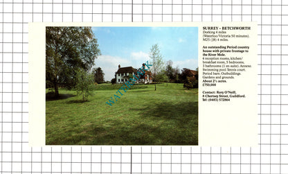 Betchworth Surrey  / West Ashling Sussex House Sale Advert - 1991 Clipping