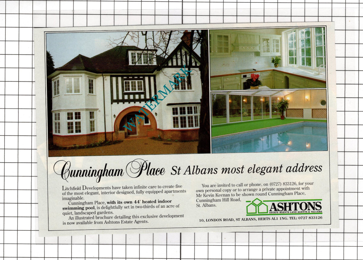 Cunningham Place St Albans Hertfordshire House Sale Advert - 1991 Cutting