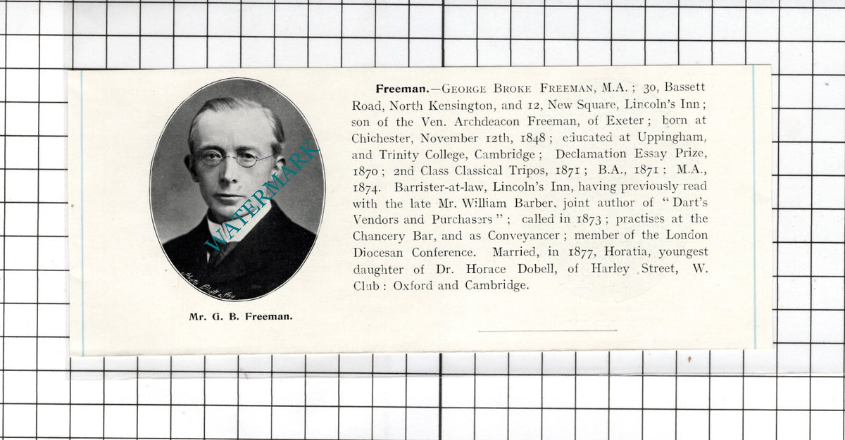 George Broke Freeman Chichester / Arthur Edmund Gill Dublin   - c.1905 Clipping