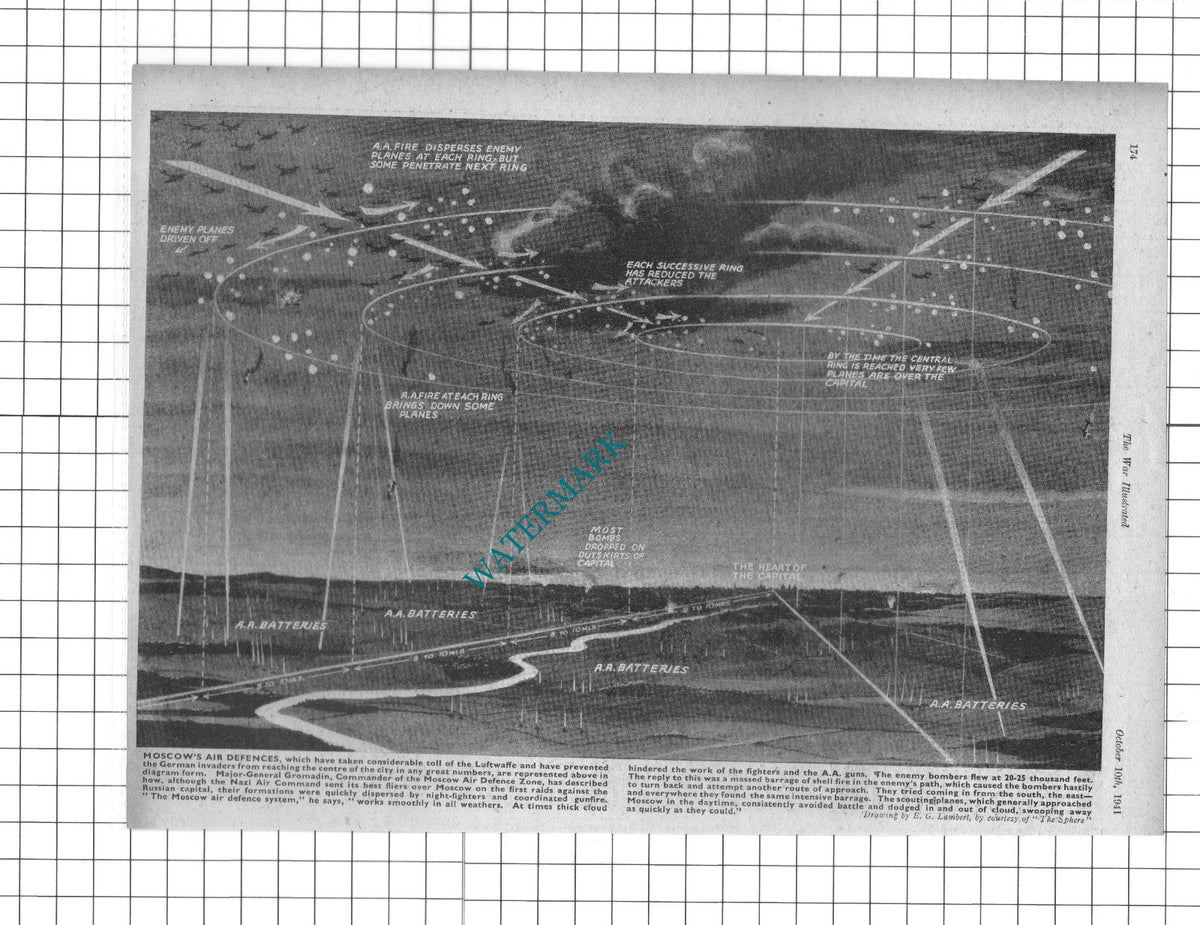 Moscow Air Defences Major Gen Gromadin World War Two WW2 - 1941 Clipping / Print