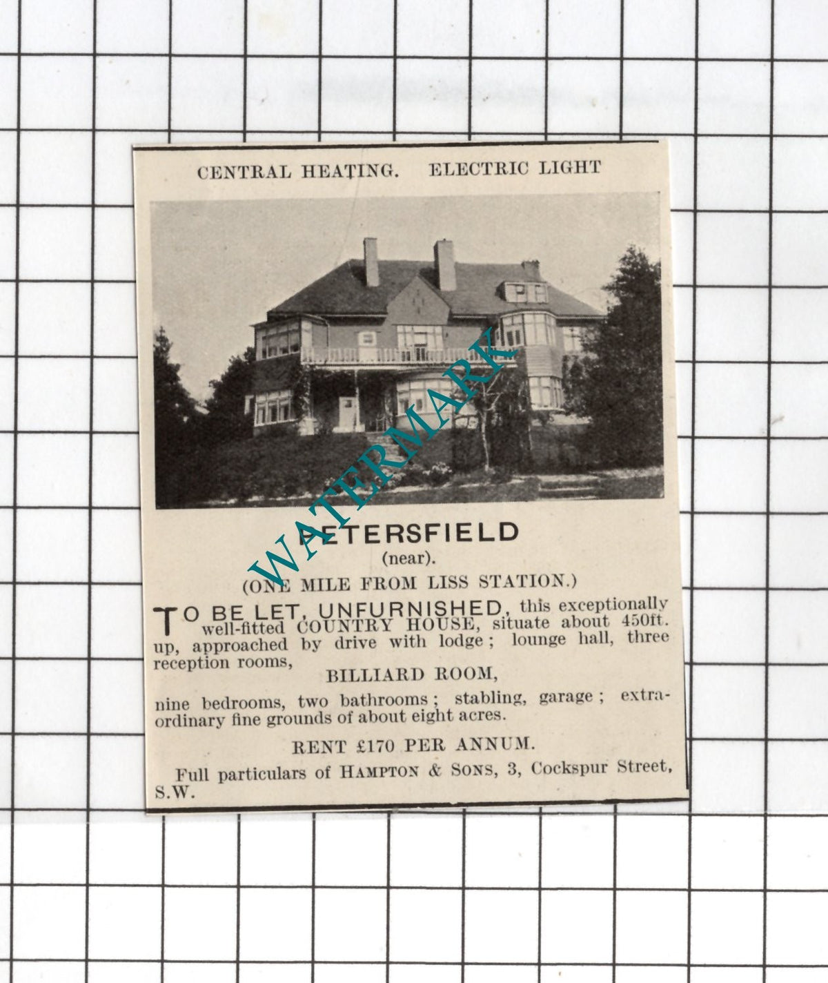 Petersfield Hampshire - 1916 SMALL House Advert