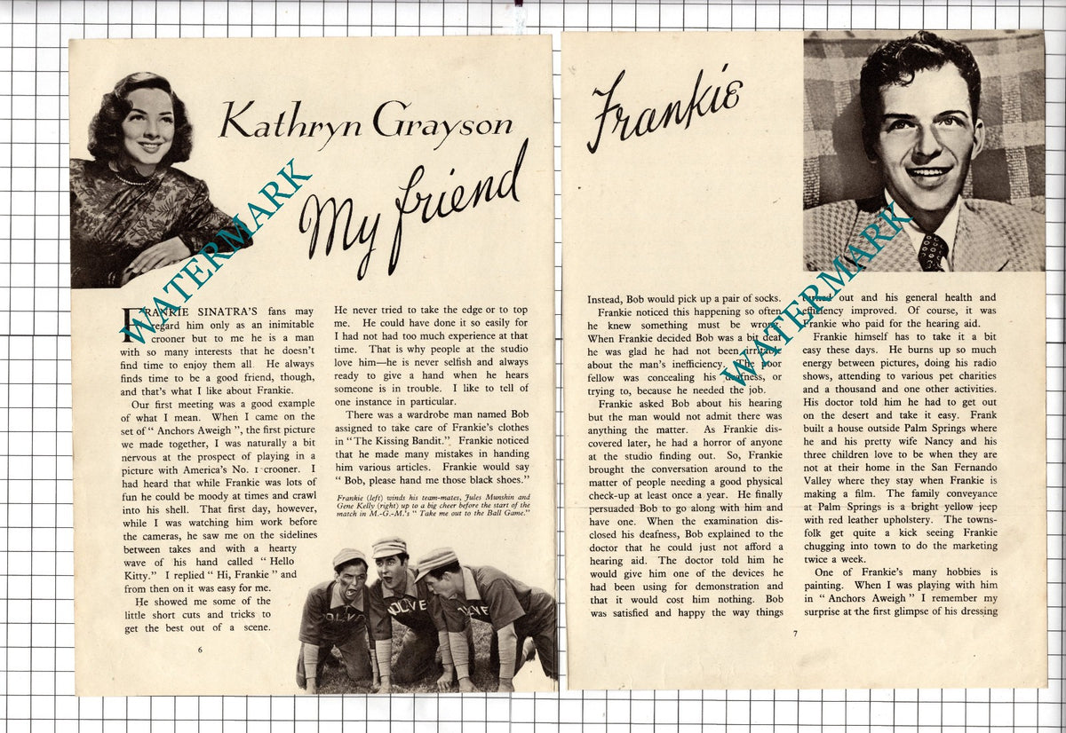 Frank Sinatra Kathryn Grayson - c.1948 Article