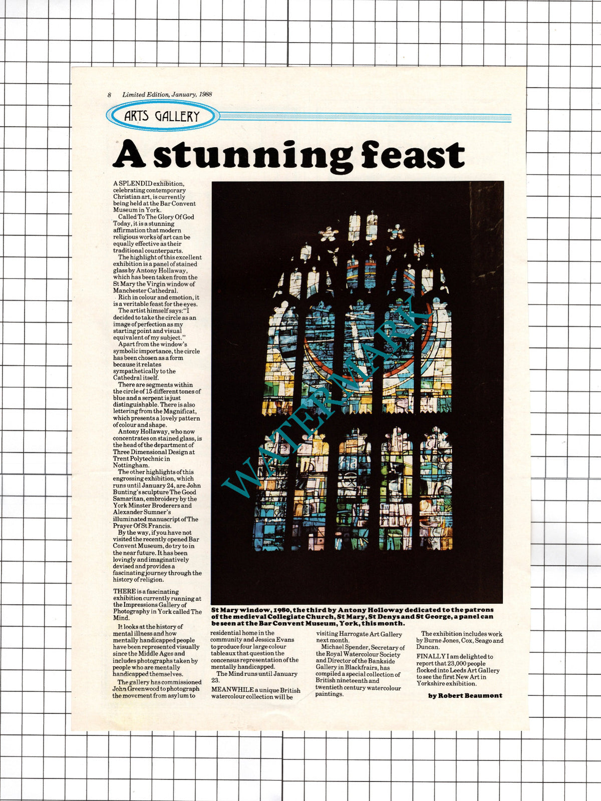 Antony Holloway Window Manchester Cathedral - 1988 Cutting