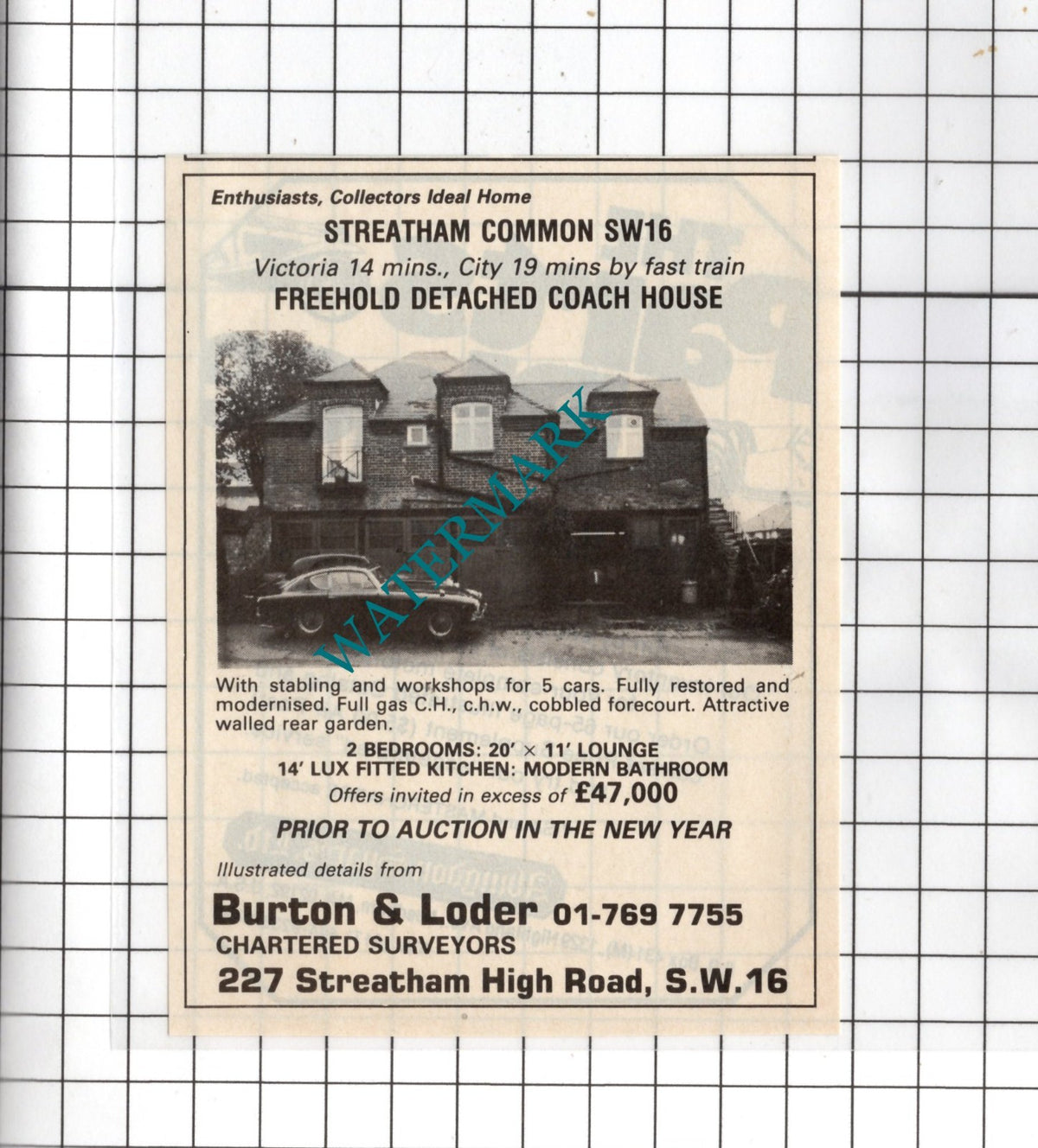 Streatham Common London SW16 House Sale Advert  - 1980