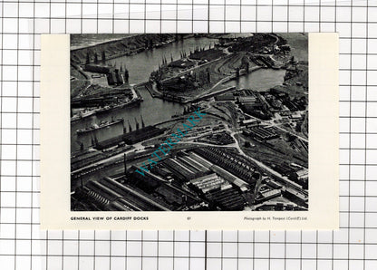 Cardiff Docks / Churchill Way Cardiff Wales - 1958 Small Cutting / Print