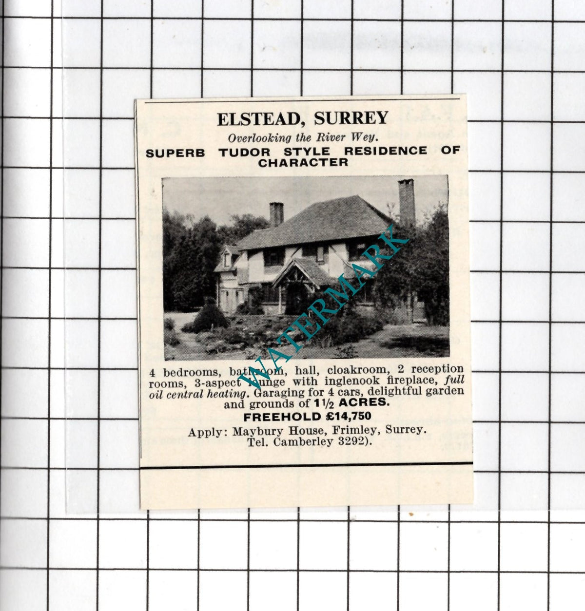Elstead Surrey   -  1967 SMALL House Sale Advert